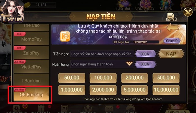 Hướng dẫn nạp tiền 4 Hướng dẫn nạp tiền qua QR