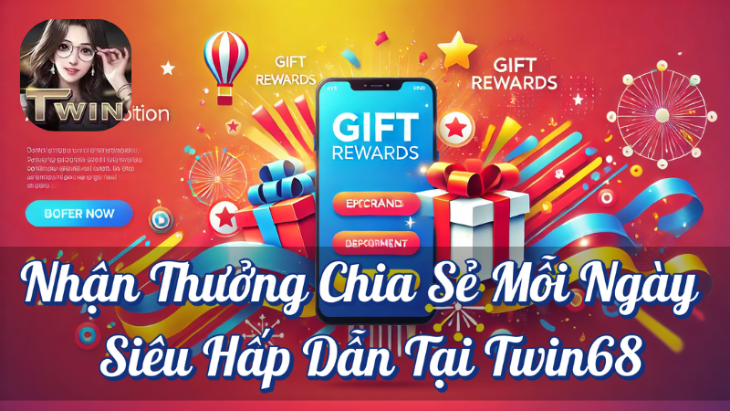 Nhận thưởng chia sẽ mỗi ngày siêu hấp dẫn tại Twin68